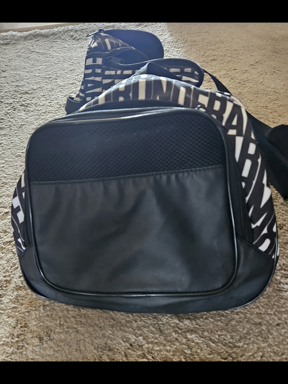 Under Armour Black and White Logo Duffle Bag